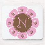 Brown and Pink Monogram N Mouse Mat