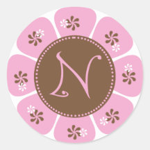 Brown and Pink Monogram N Stickers