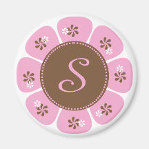 Brown and Pink Monogram S Refrigerator Magnet