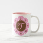Brown and Pink Monogram T Coffee Mug