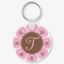 Brown and Pink Monogram T keychains