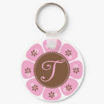 Brown and Pink Monogram T keychains by weddingsareus Brown and Pink Monogram T keychains