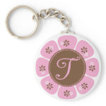 Brown and Pink Monogram T Key Chains