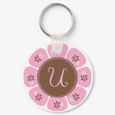 Brown and Pink Monogram U Key Chains by weddingsareus