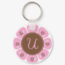 Brown and Pink Monogram U keychains