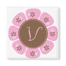 Brown and Pink Monogram V magnets