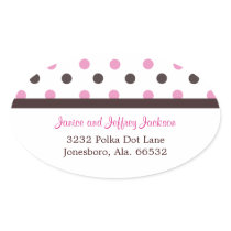 Brown and Pink: Polka Dot Address Sticker