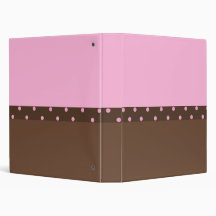 Brown and Pink Polka Dot Binder