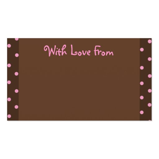 Brown and Pink Polka Dot Gift Tags Business Card Templates (back side)