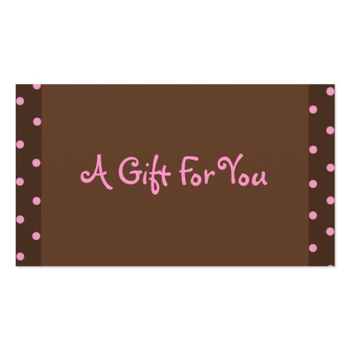 Brown and Pink Polka Dot Gift Tags Business Card Templates (front side)