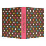 Brown and Pink Polka Dot Recipe Book binders