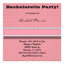 Brown and Pink Polka Dotted Bachelorette Party Inv Personalized Invitations