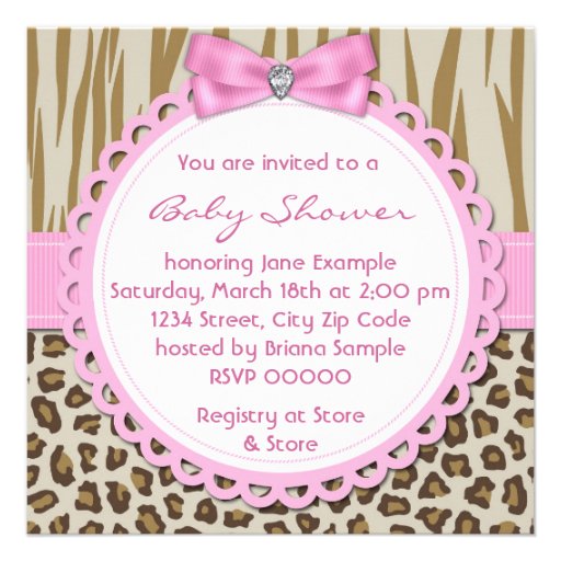 Brown and Pink Rocking Horse Baby Girl Shower Personalized Invite