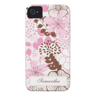 Brown and Pink Spring Garden iPhone 4 Case-Mate Case