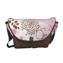 Brown and Pink Spring Garden Courier Bags