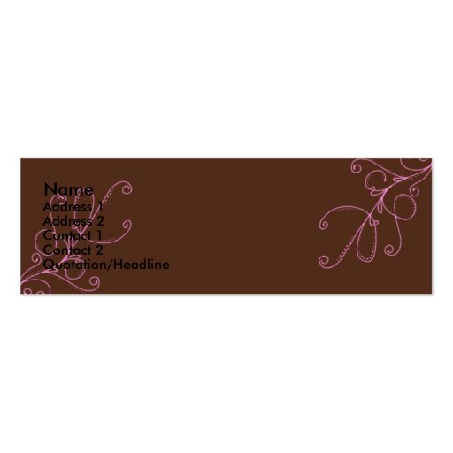 Brown and Pink swirls with Plan Brown Back Business Card Templates