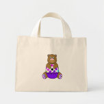 Brown And Purple Polkadot Bear Canvas Bag