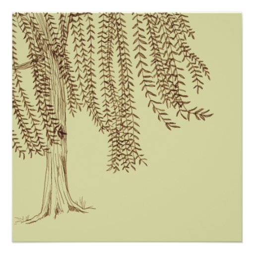 Brown and Sage Willow Tree Wedding Invitation