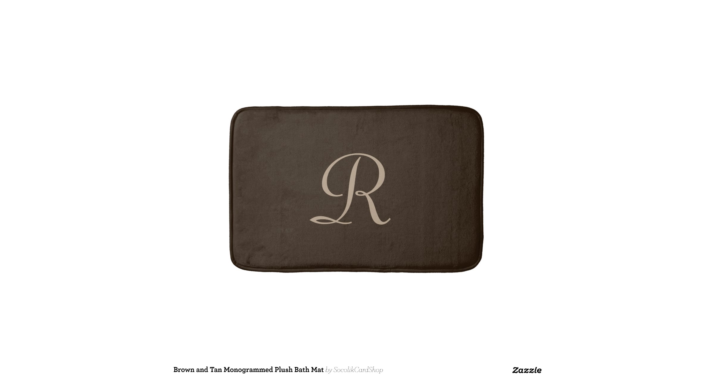 brown_and_tan_monogrammed_plush_bath_mat_bath_mats