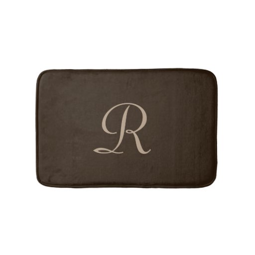 Brown and Tan Monogrammed Plush Bath Mat Bath Mats Zazzle