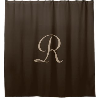 Brown and Tan Monogrammed Shower Curtain
