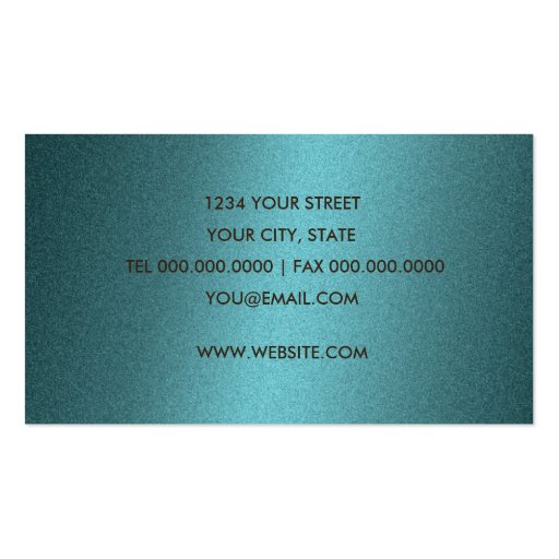 Brown and Teal Crystals and Lace Business Card (back side)