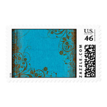 Brown And Teal Postage Stamps