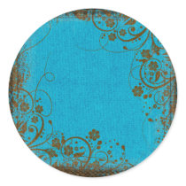Brown And Teal Round Sticker
