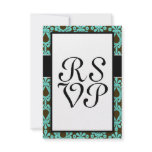 brown and tiff blue damask design invitations