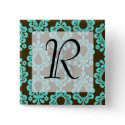brown and tiffany blue damask pattern