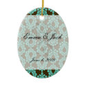 brown and tiffany blue damask pattern