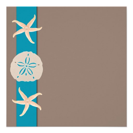 Brown and Turquoise Band Starfish Wedding Personalized Invitation
