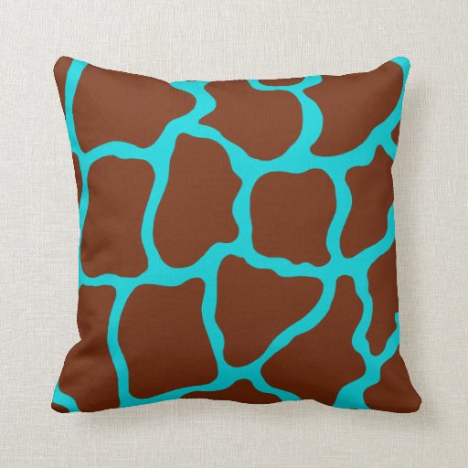 Brown and Turquoise Giraffe Pillow Zazzle