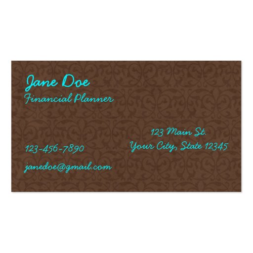 Brown and Turquoise Pattern Business Cards
