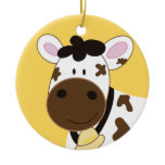 Brown and White Cow Farm Customized Ornament