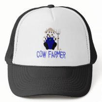 Brown And White Farmer Cow Blue Cow Farmer hats by animalacres Brown And White Farmer Cow Blue Cow Farmer hats