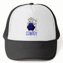 Brown And White Farmer Cow Blue Cowboy hats