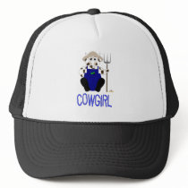 Brown And White Farmer Cow Blue Cowgirl hats by animalacres Brown And White Farmer Cow Blue Cowgirl hats