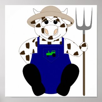 Brown And White Farmer Cow print
