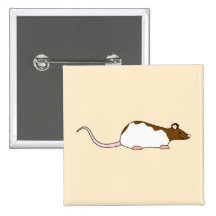 Brown and White Hooded Pet Rat. Pinback Buttons