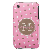 Brown and White Polka Dots iPhone 3 Case