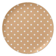 Brown and White Polka Dots Pattern. Dinner Plate