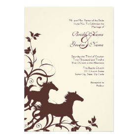 Brown and White Wild Horses Wedding Invitation