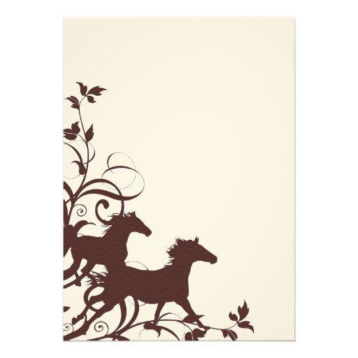 Brown and White Wild Horses Wedding Invitation