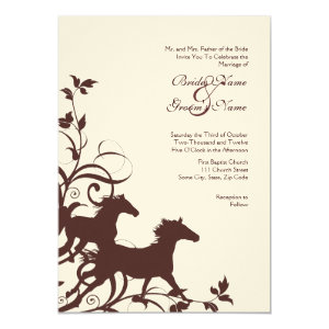 Brown and White Wild Horses Wedding Invitation 5