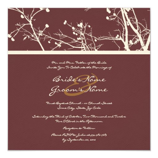 Brown and White Winter Tree Wedding Invitation