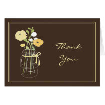Brown and Yellow Mason Jar Thank You Cards cards