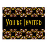 Brown and Yellow Party Invitation Post Cards