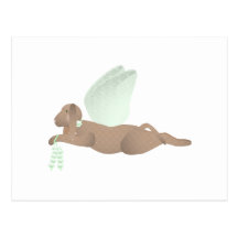 Brown Angel Dog With Green Wings Post Cards
