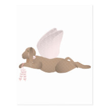 Brown Angel Dog With Pink Wings Post Card
